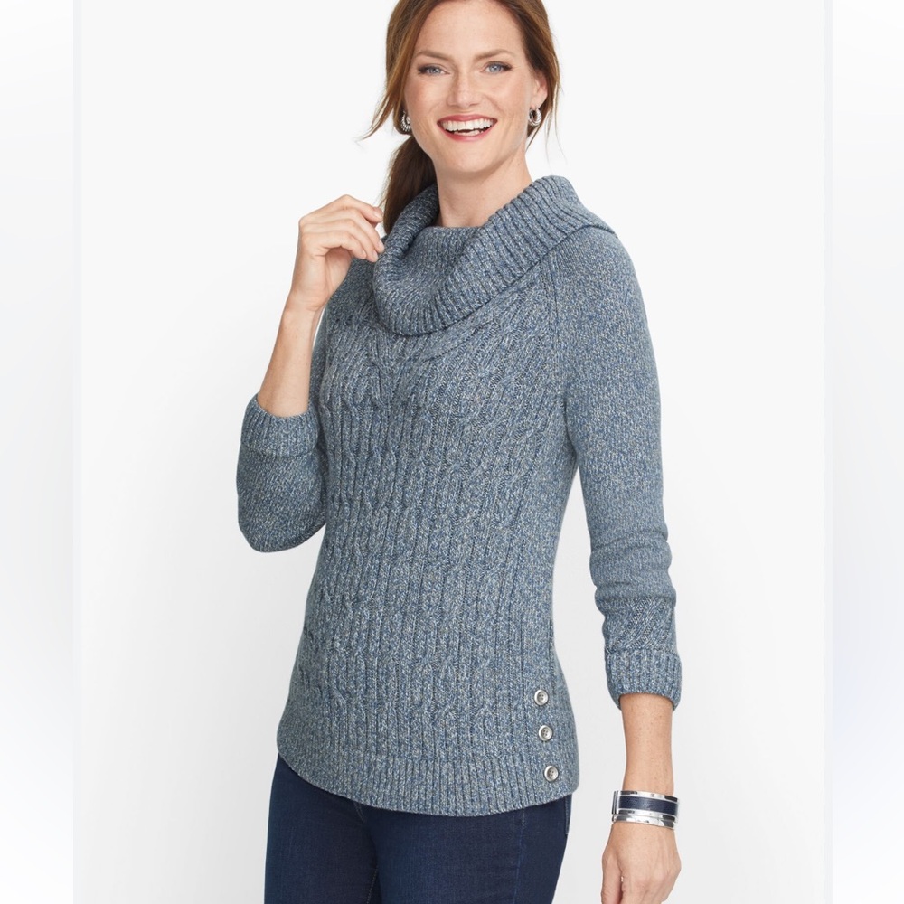 Talbots Tan Cowl Neck Sweater/ 100% cotton